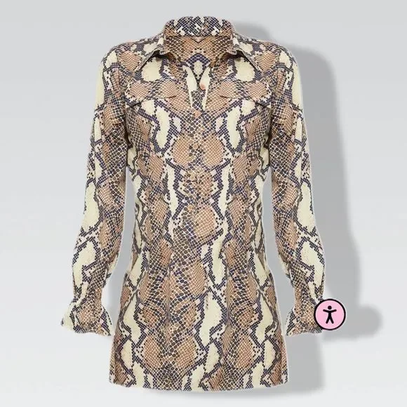 grey snake print shirt dress Snake Skin Print Dress